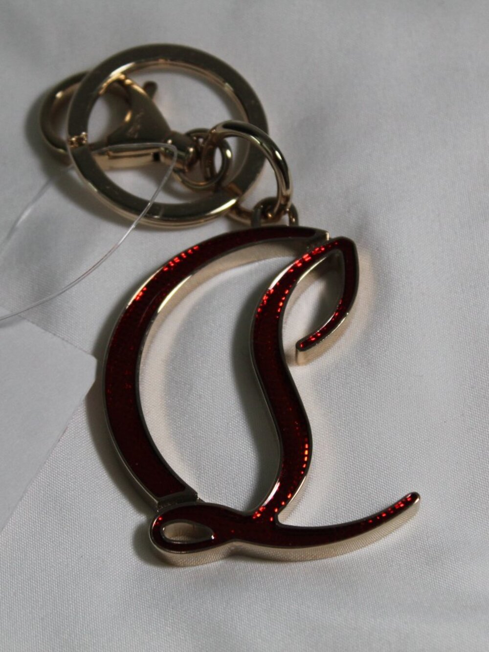 NEW Christian Louboutin CL Logo Keyring Key Chain Bag Charm Red